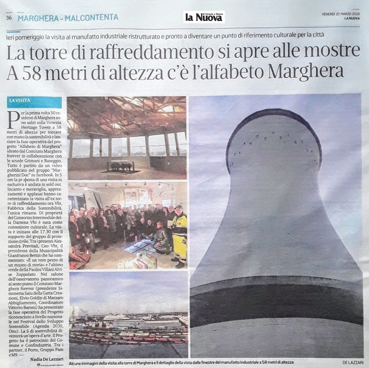  La Nuova Venezia 22.3 VHT Marghera forever 21 marzo 2019 - Venezia Heritage Tower Alfabeto di Marghera per lo Sviluppo .jpg