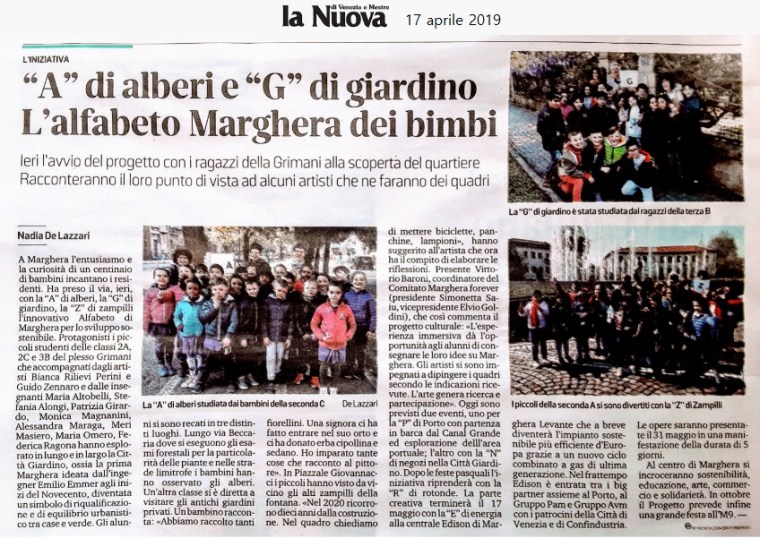 17 aprile 2019 - articolo La Nuova Venezia - Alfabeto di Marghera forever per lo Sviluppo Sostenibile 2019.jpg