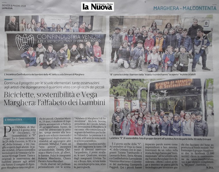 9 maggio 2019 - articolo La Nuova Venezia - Alfabeto di Marghera forever per lo Sviluppo Sostenibile 2019.jpg