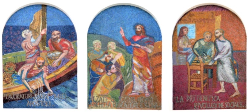 2 Marghera - Mosaici Poema Cristiano del Lavoro - don Armando Berna Chiesa Gesù Lavoratore Ca' Emiliani Rana